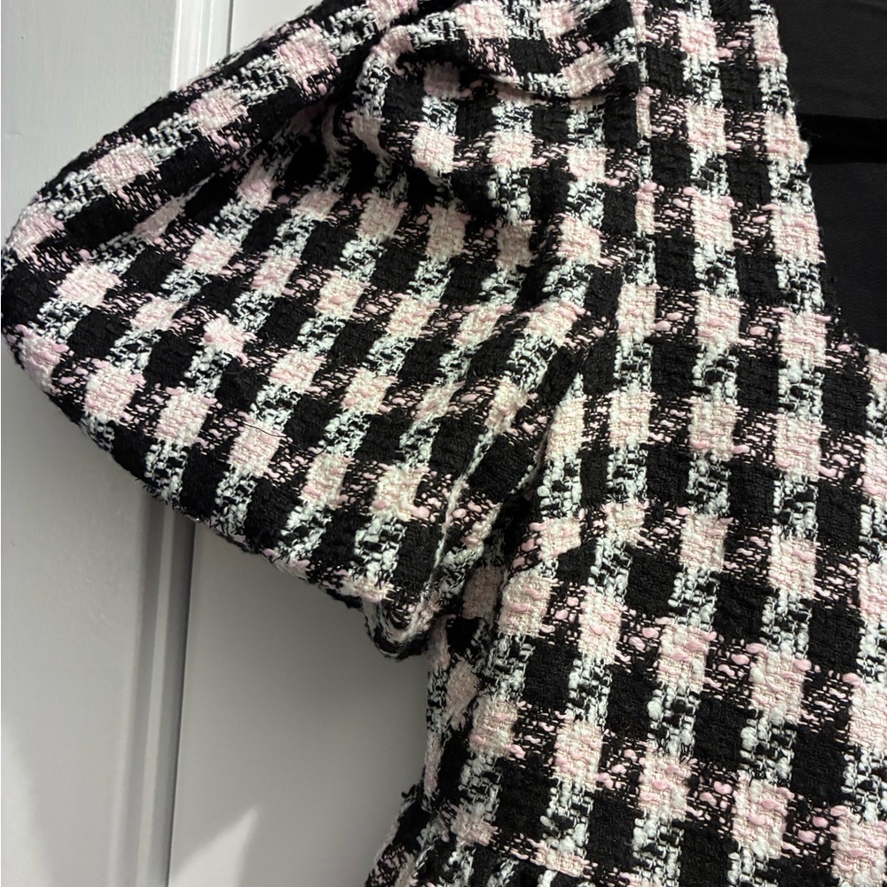 English Factory Pink and White Houndstooth Babydoll Dress - Picture 4 of 5